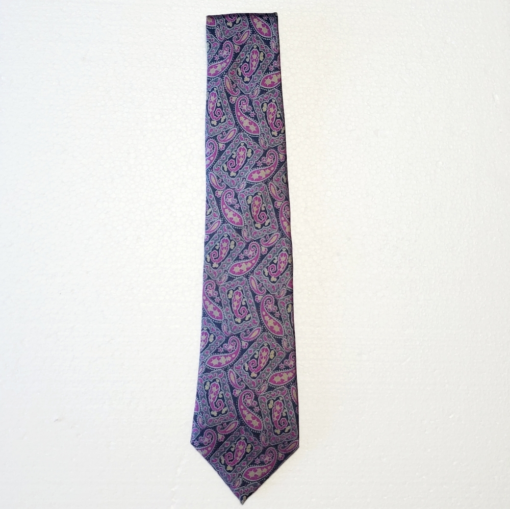 Vintage Guy Laroche Of Paris Tie. Blue And Purple Paisley All Silk.